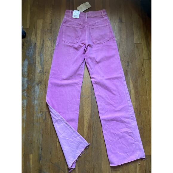 PINK ZARA BRAND HIGH RISE, WIDE LEG JEANS-BRAND NEW WITH TAGS - Picture 1 of 6